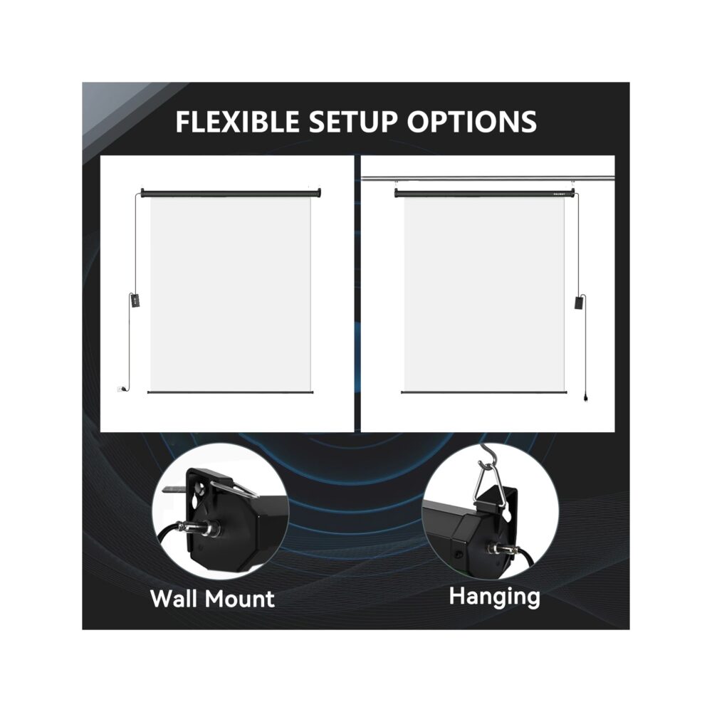RAUBAY 6.7′ x 7.2′ Motorized Pull Down White Screen