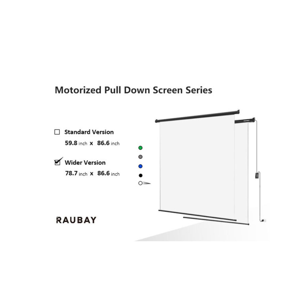 RAUBAY 6.7′ x 7.2′ Motorized Pull Down White Screen