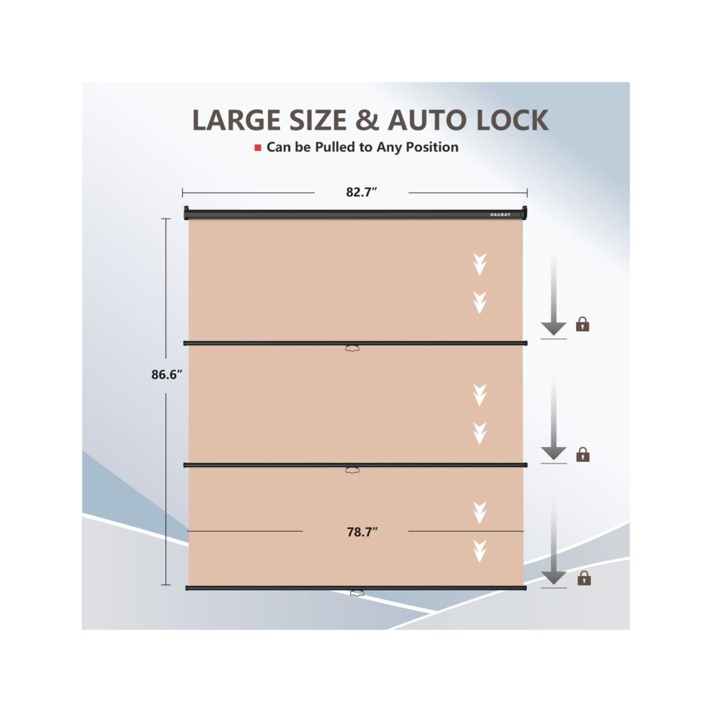 RAUBAY 6.7′ x 7.2′ Pull Down Beige Screen