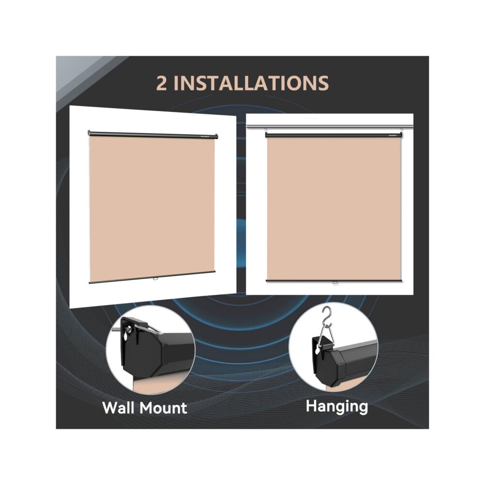 RAUBAY 6.7′ x 7.2′ Pull Down Beige Screen