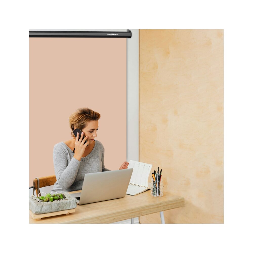 RAUBAY 6.7′ x 7.2′ Pull Down Beige Screen