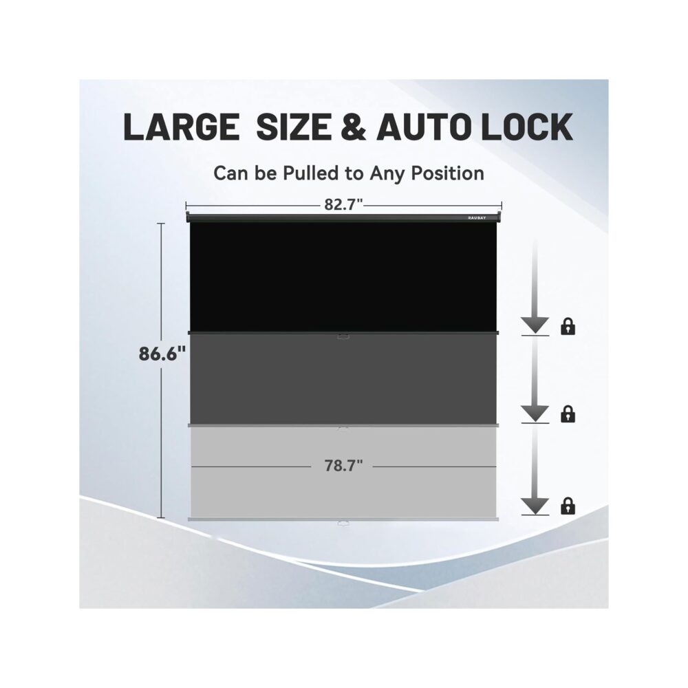 RAUBAY 6.7′ x 7.2′ Pull Down Black Screen