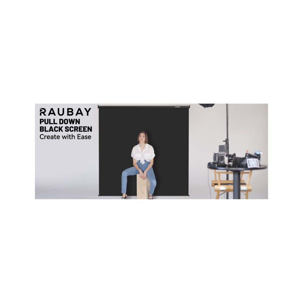 RAUBAY 6.7′ x 7.2′ Pull Down Black Screen
