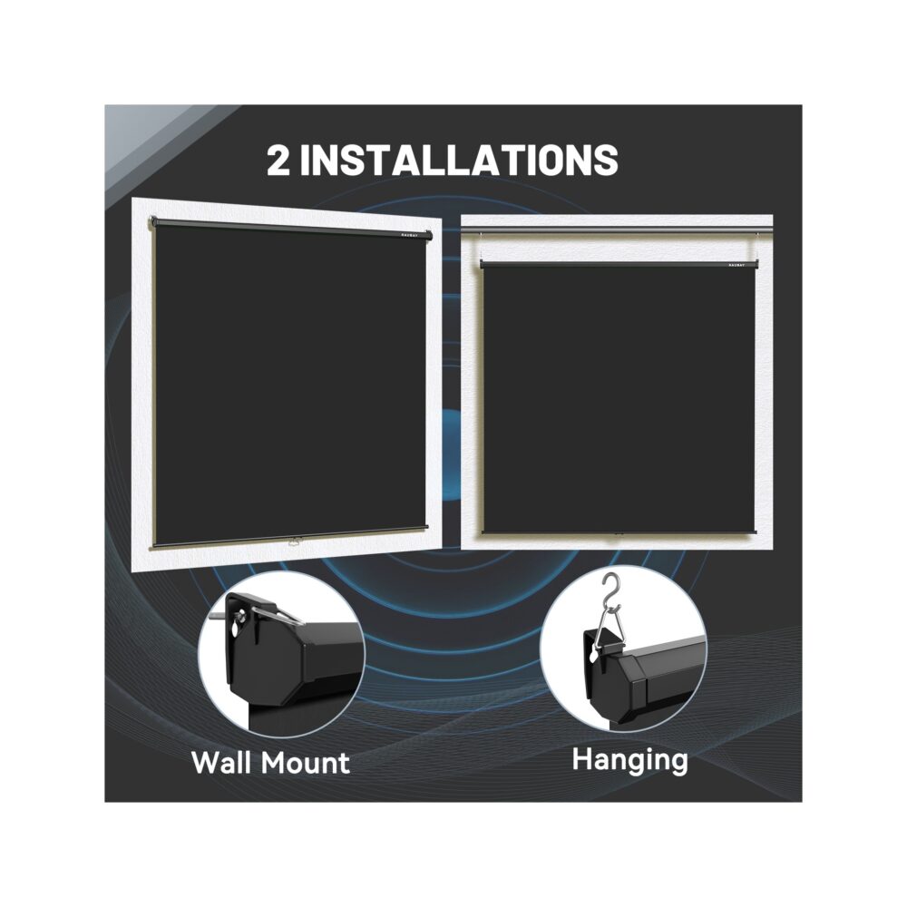RAUBAY 6.7′ x 7.2′ Pull Down Black Screen