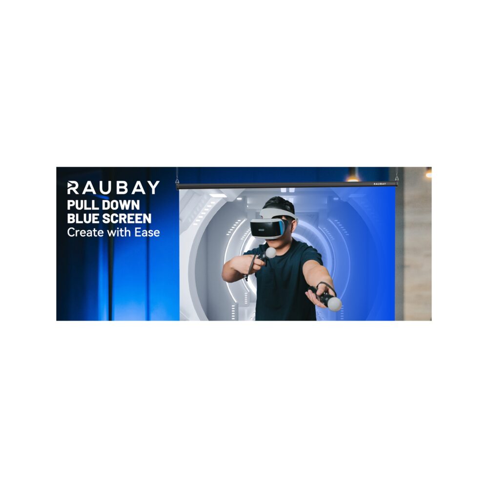 RAUBAY 6.7′ x 7.2′ Pull Down Blue Screen