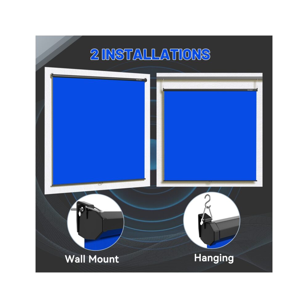RAUBAY 6.7′ x 7.2′ Pull Down Blue Screen