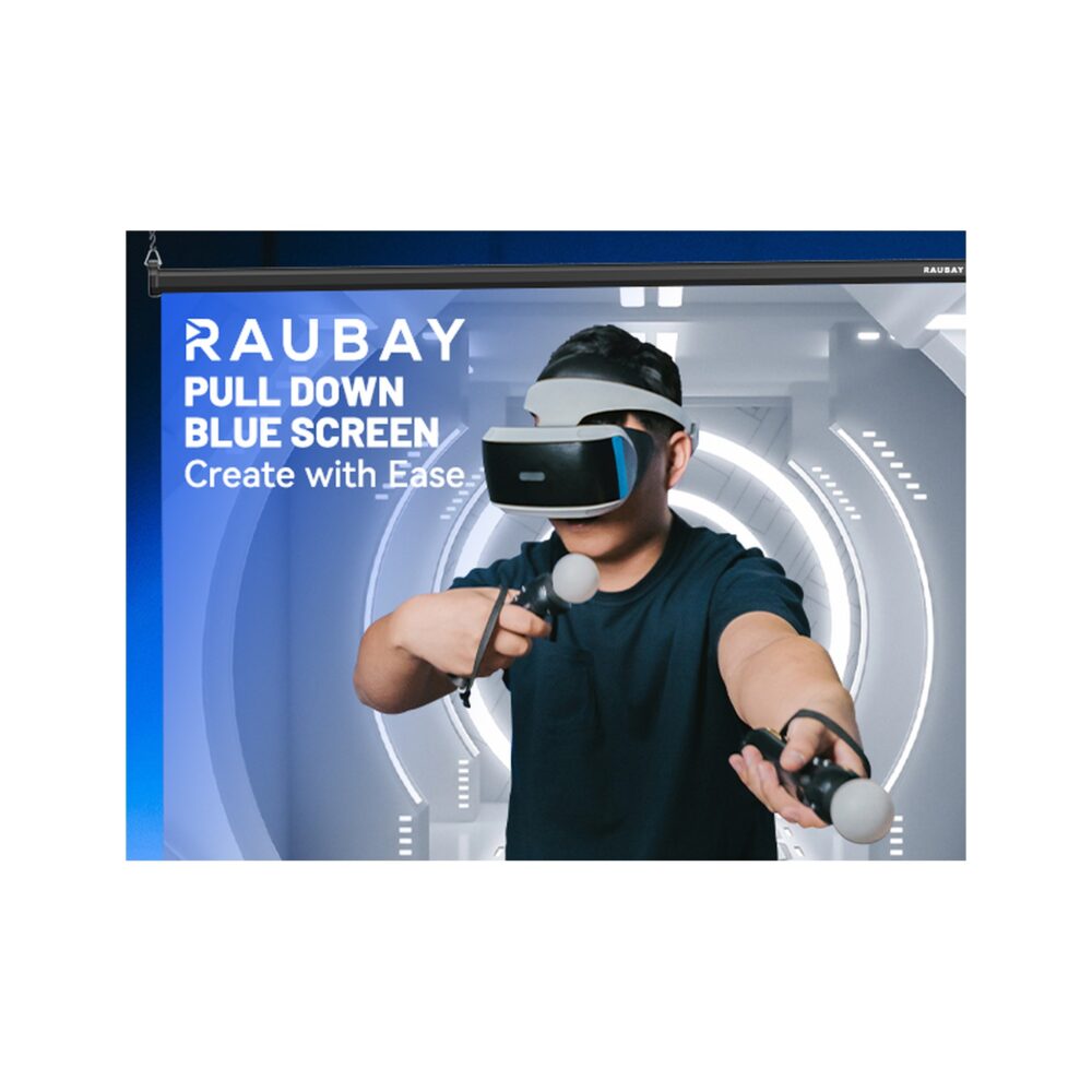 RAUBAY 6.7′ x 7.2′ Pull Down Blue Screen