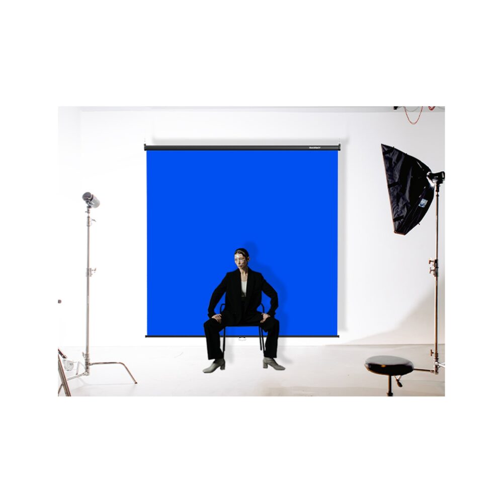 RAUBAY 6.7′ x 7.2′ Pull Down Blue Screen
