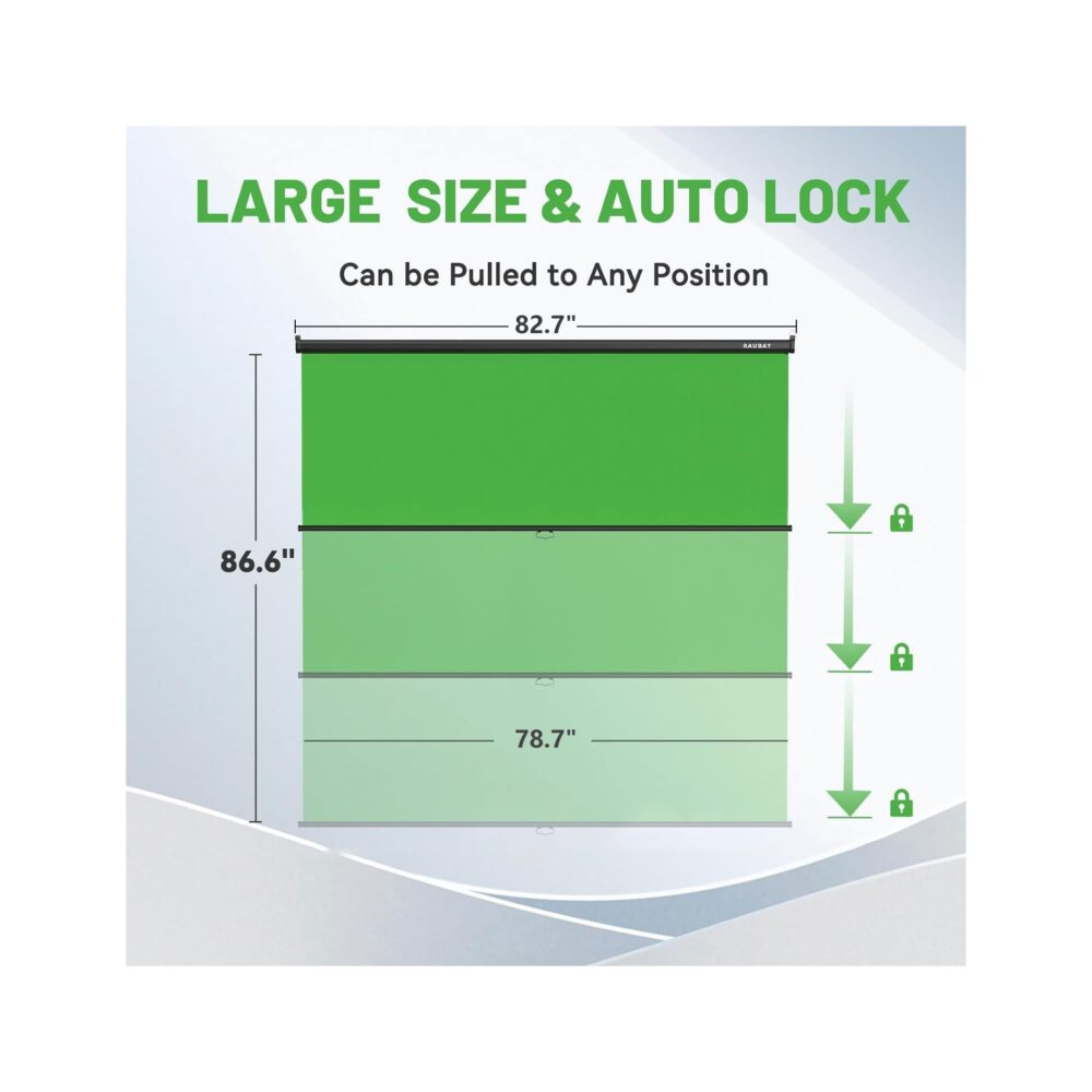 RAUBAY 6.7′ x 7.2′ Pull Down Green Screen