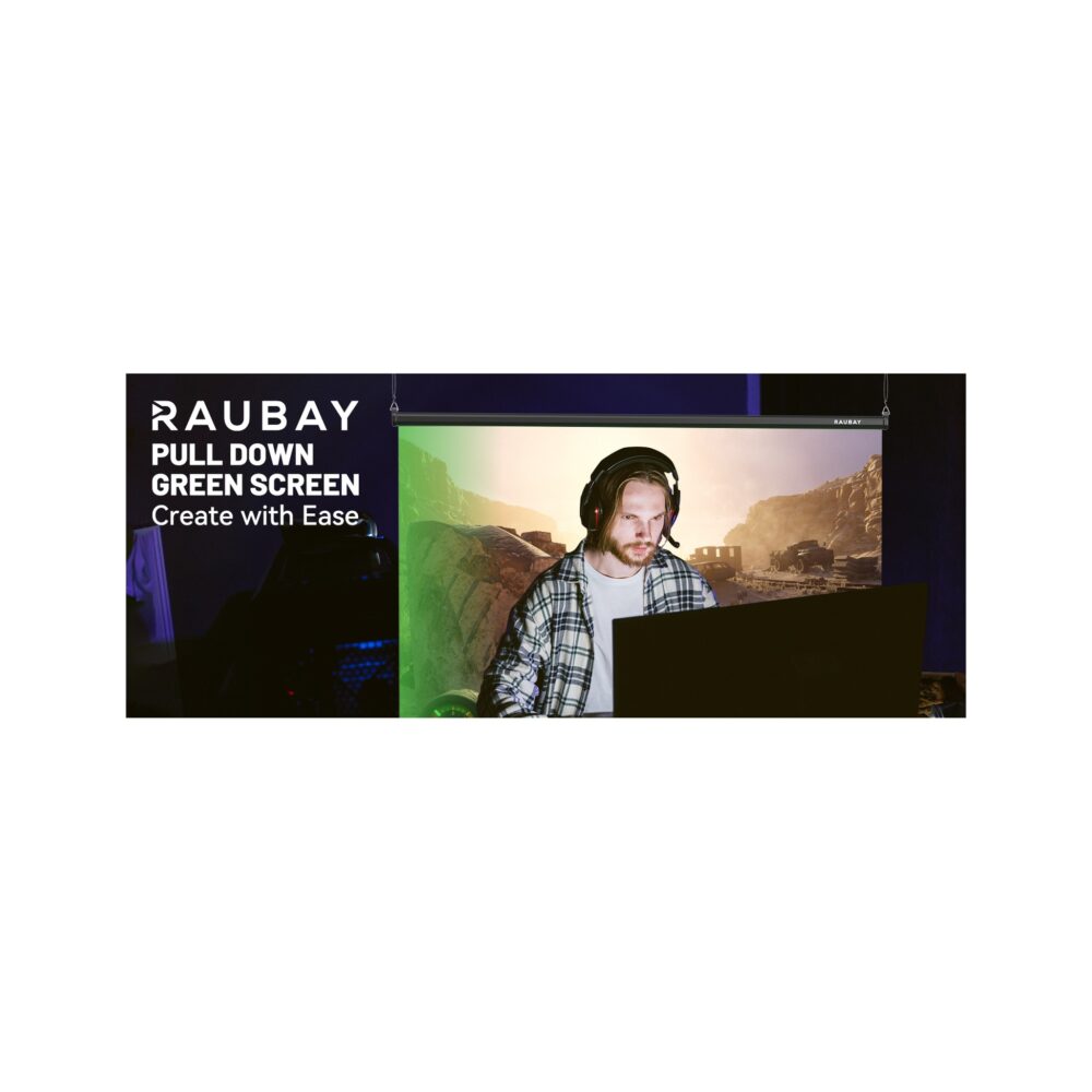 RAUBAY 6.7′ x 7.2′ Pull Down Green Screen
