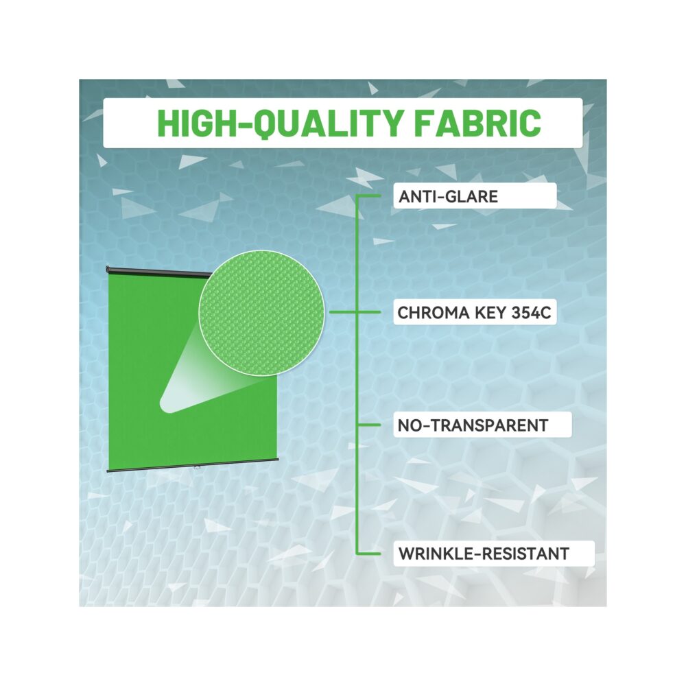RAUBAY 6.7′ x 7.2′ Pull Down Green Screen
