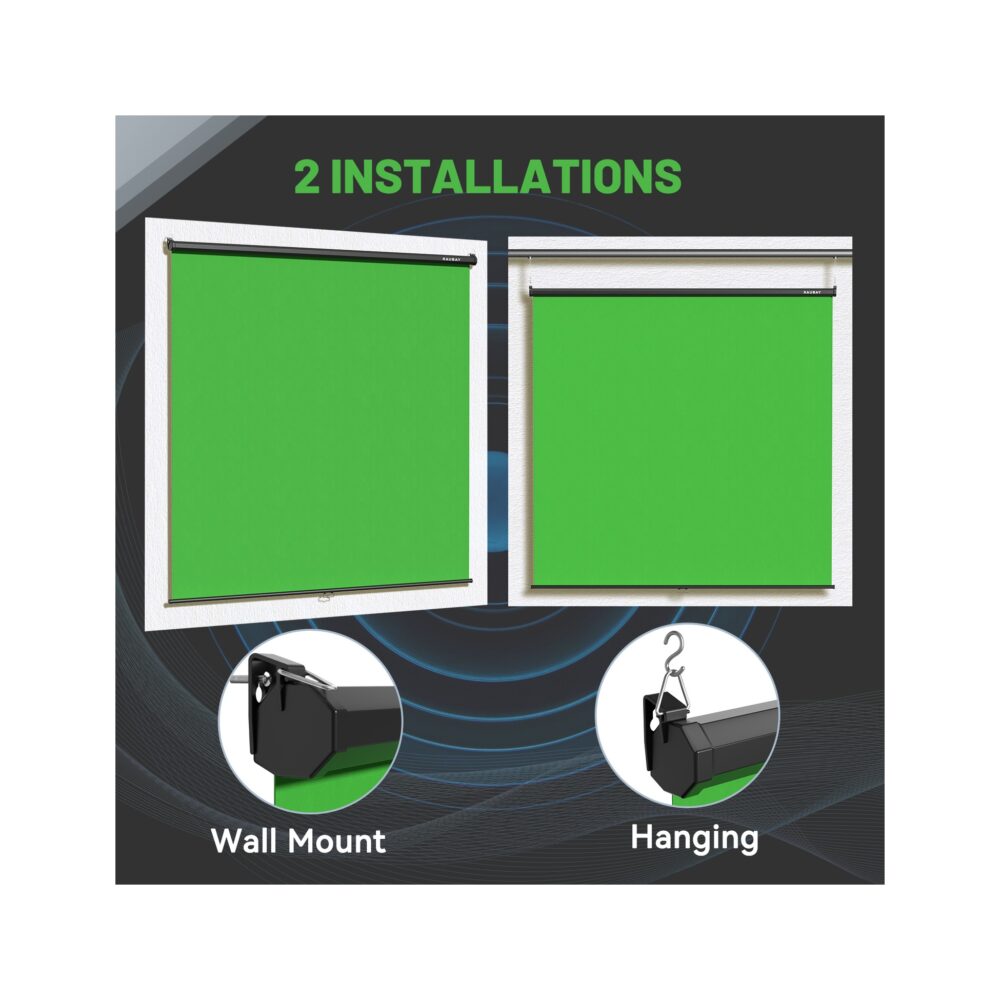 RAUBAY 6.7′ x 7.2′ Pull Down Green Screen