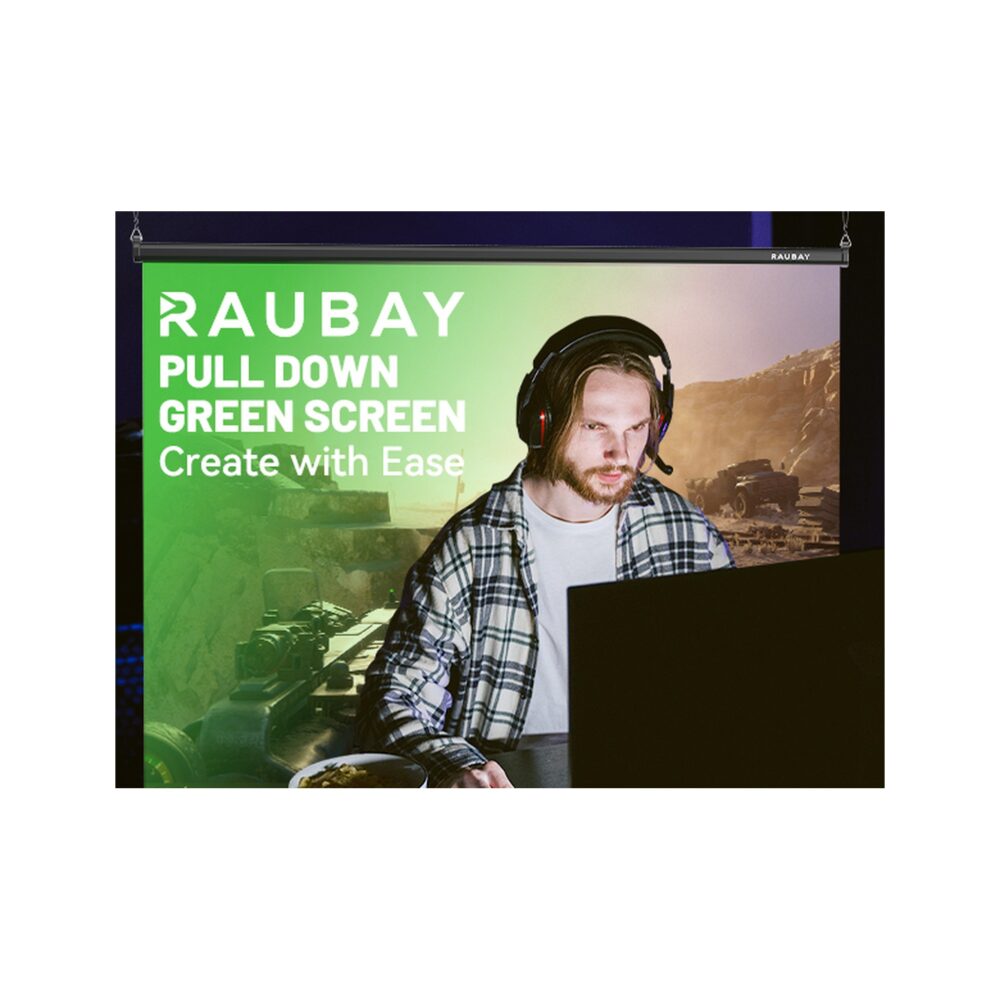 RAUBAY 6.7′ x 7.2′ Pull Down Green Screen