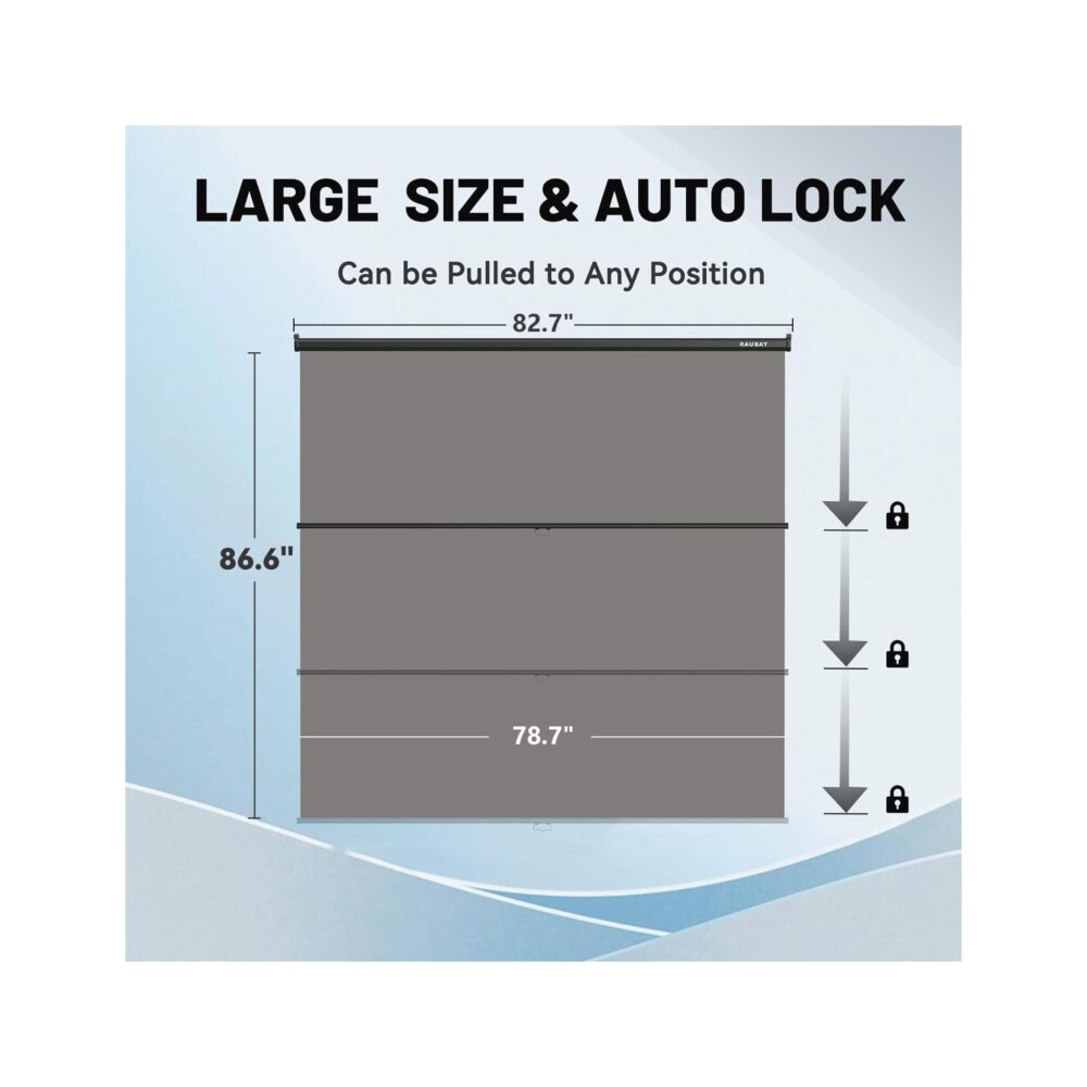 RAUBAY 6.7′ x 7.2′ Pull Down Grey Screen