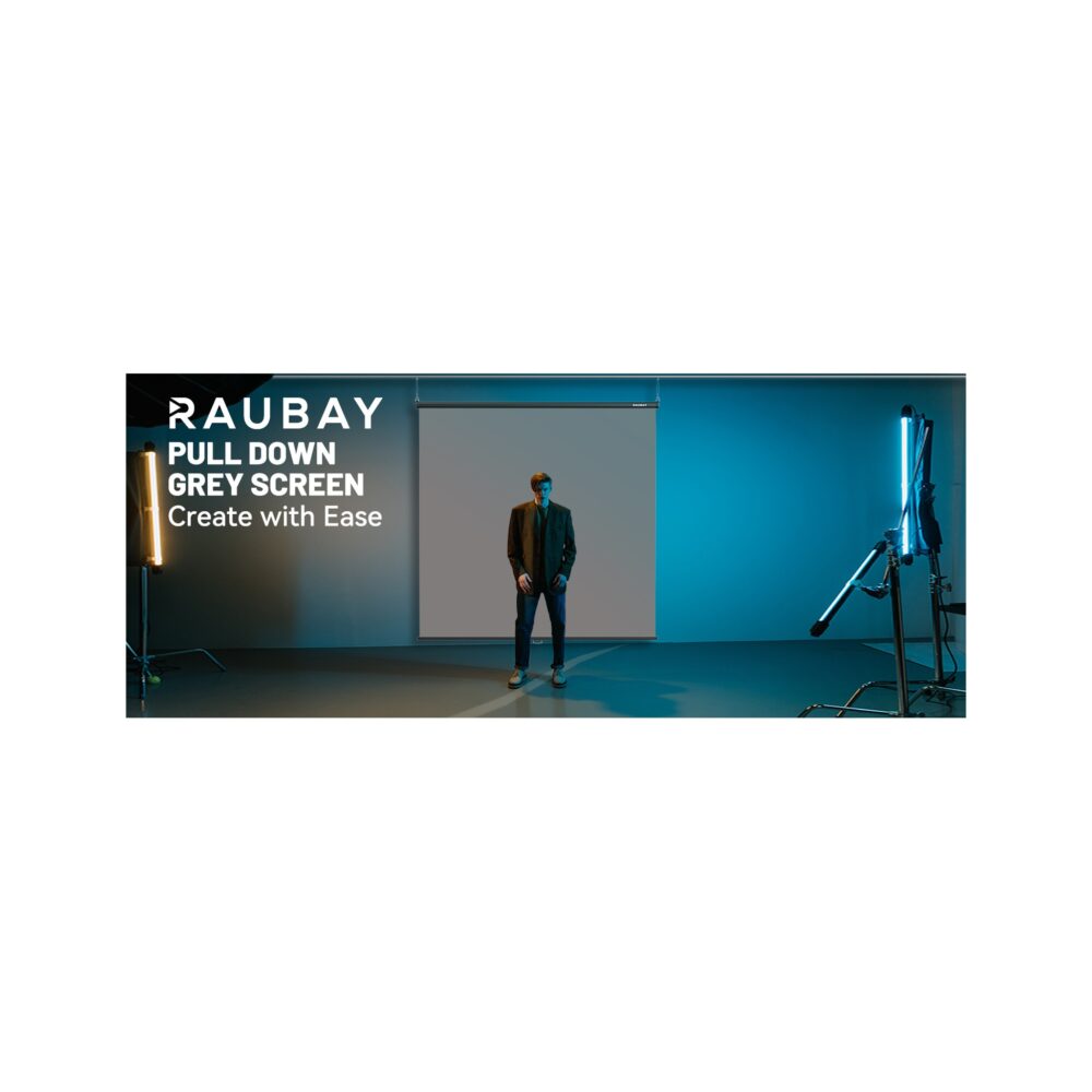 RAUBAY 6.7′ x 7.2′ Pull Down Grey Screen