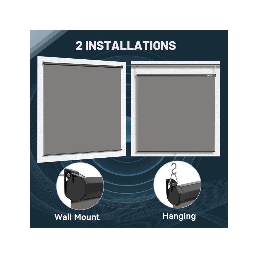 RAUBAY 6.7′ x 7.2′ Pull Down Grey Screen