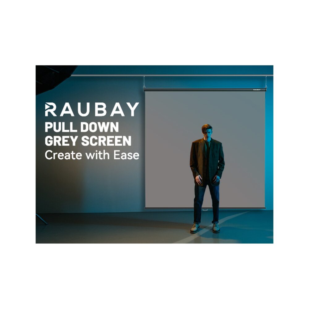 RAUBAY 6.7′ x 7.2′ Pull Down Grey Screen