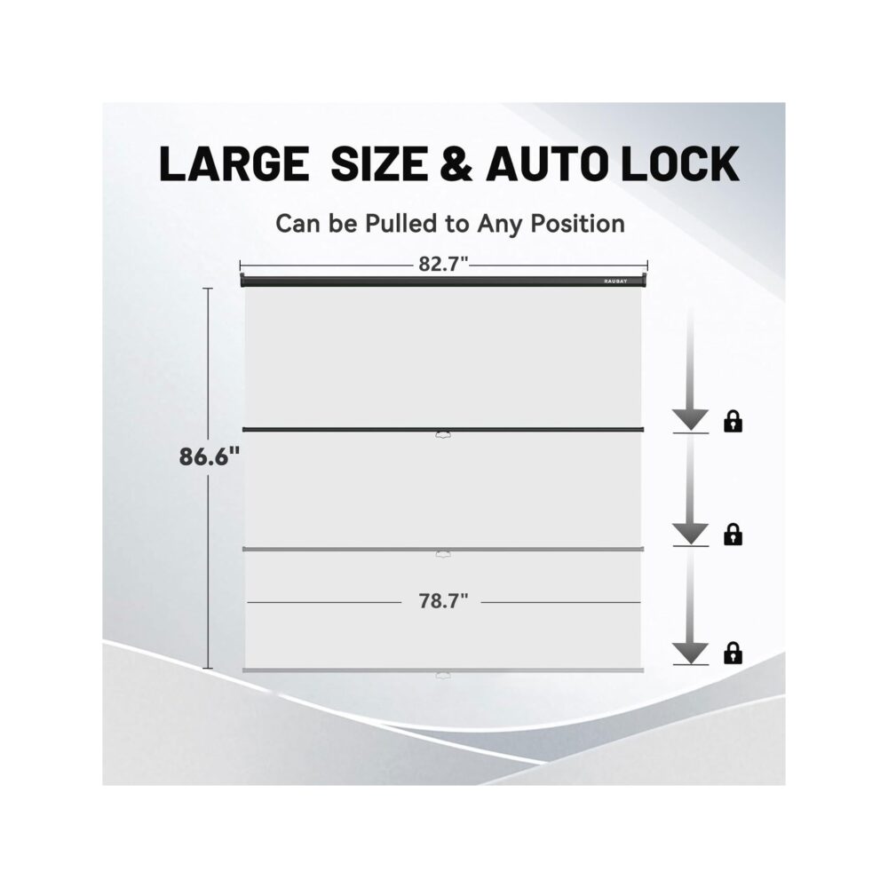 RAUBAY 6.7′ x 7.2′ Pull Down White Screen