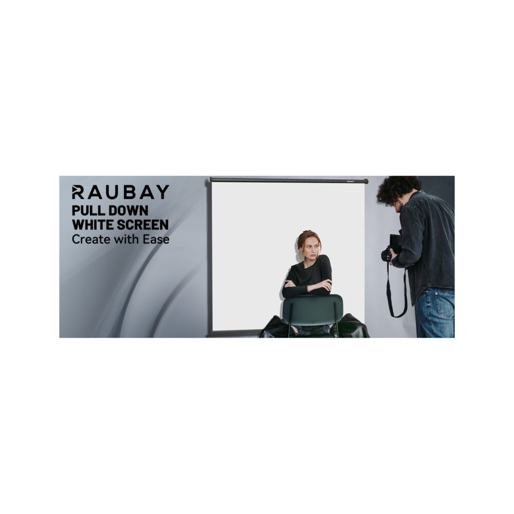 RAUBAY 6.7′ x 7.2′ Pull Down White Screen
