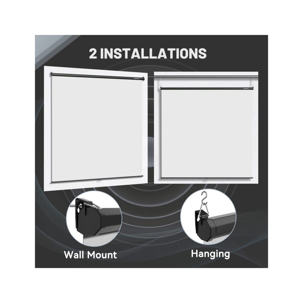 RAUBAY 6.7′ x 7.2′ Pull Down White Screen