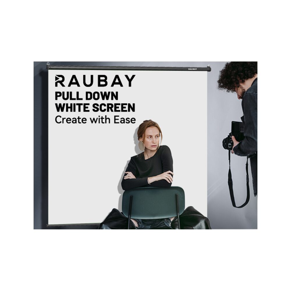 RAUBAY 6.7′ x 7.2′ Pull Down White Screen