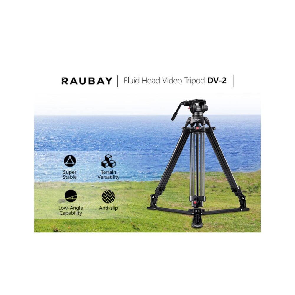 RAUBAY 69" Fluid Head Video Camera Tripod with Ground Spreader DV-2
