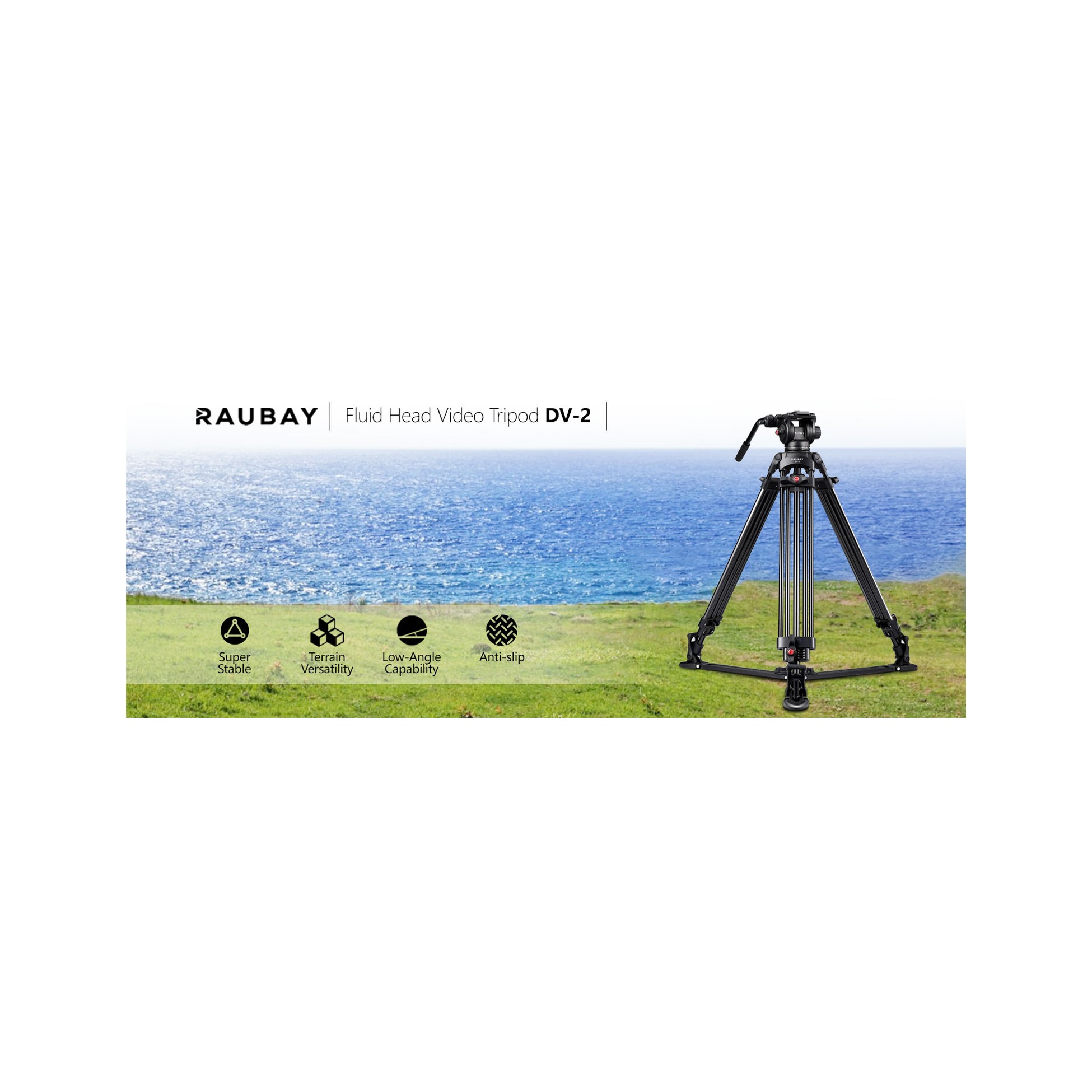 RAUBAY 69" Fluid Head Video Camera Tripod with Ground Spreader DV-2