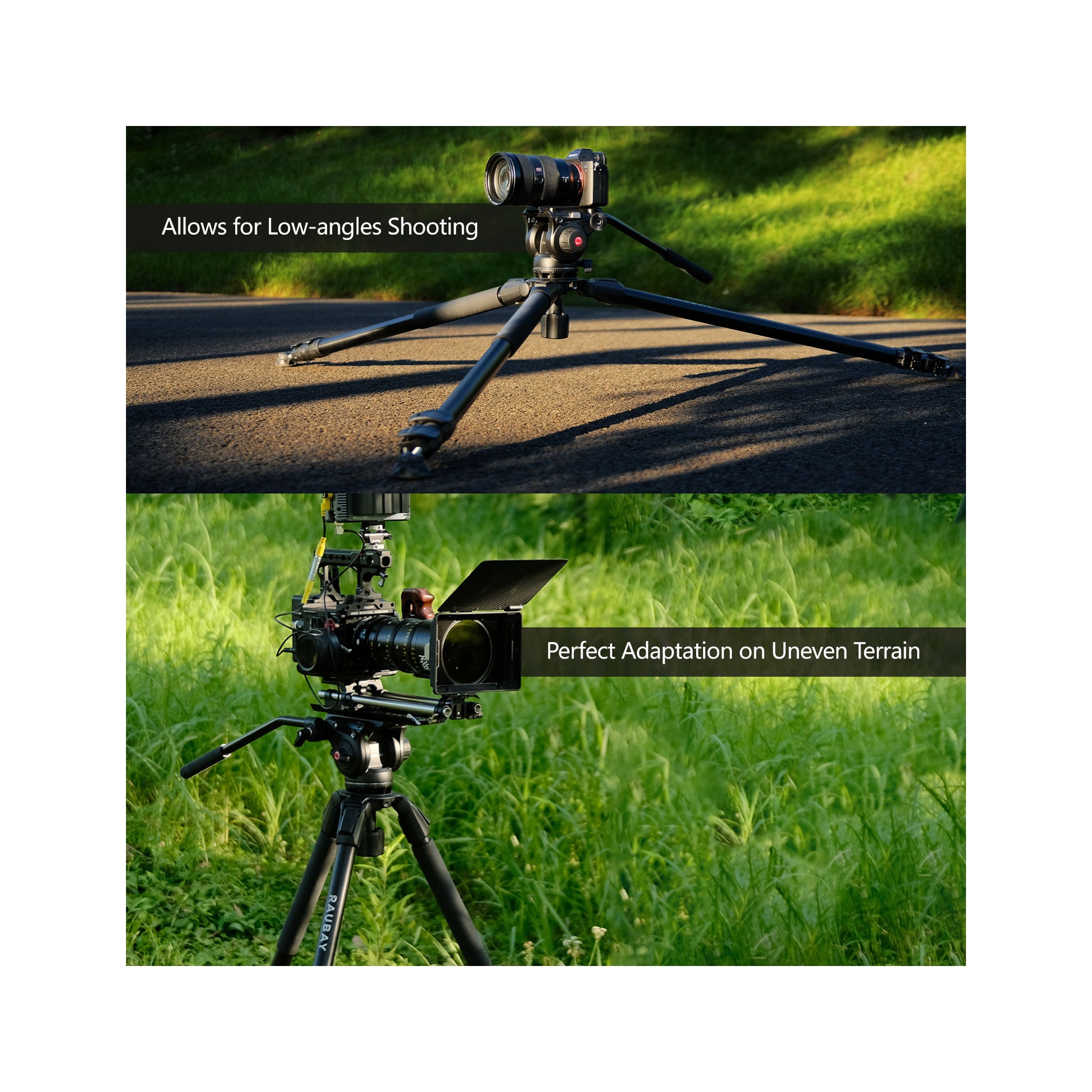 RAUBAY 70.8″ Fluid Head Video Tripod DV-3
