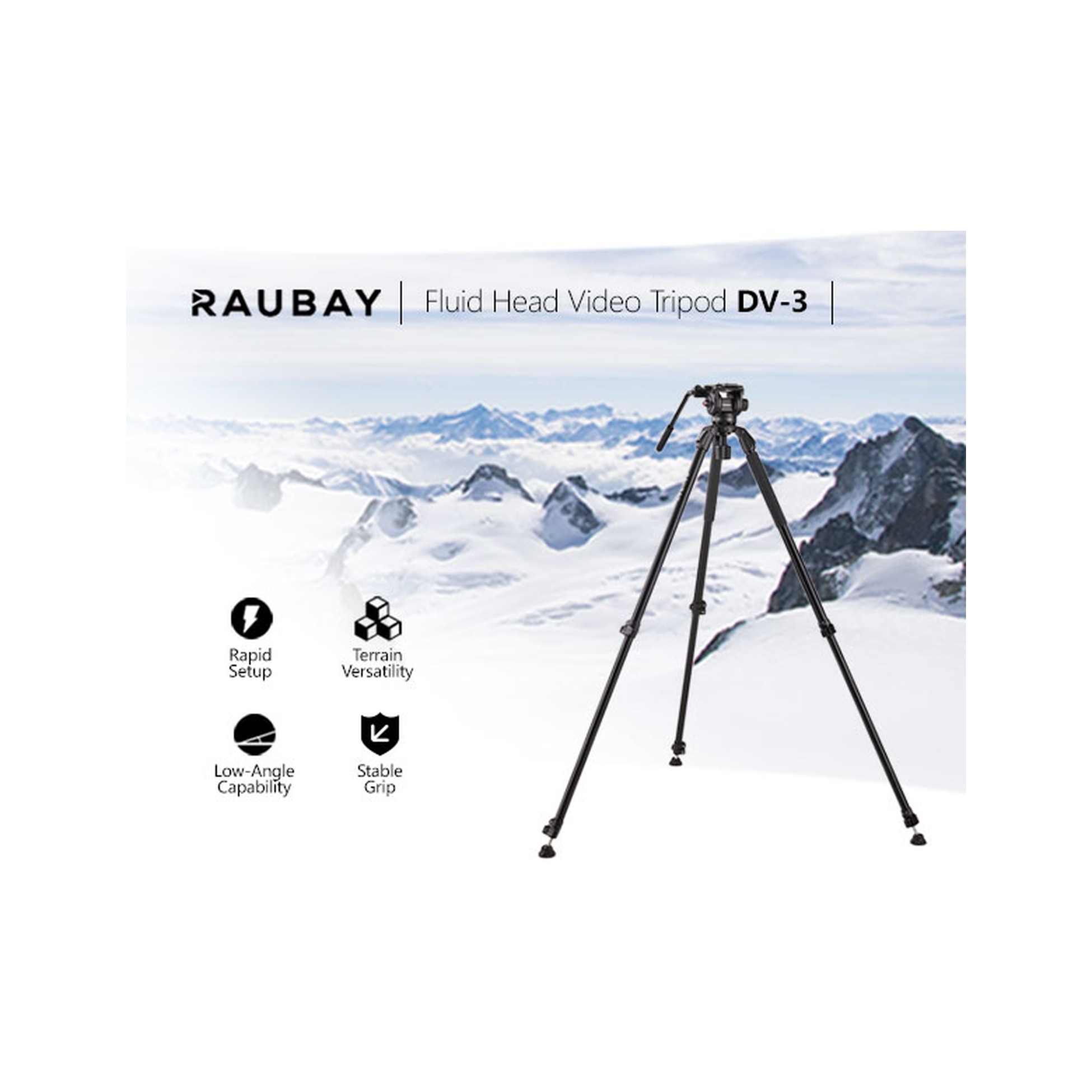 RAUBAY 70.8″ Fluid Head Video Tripod DV-3