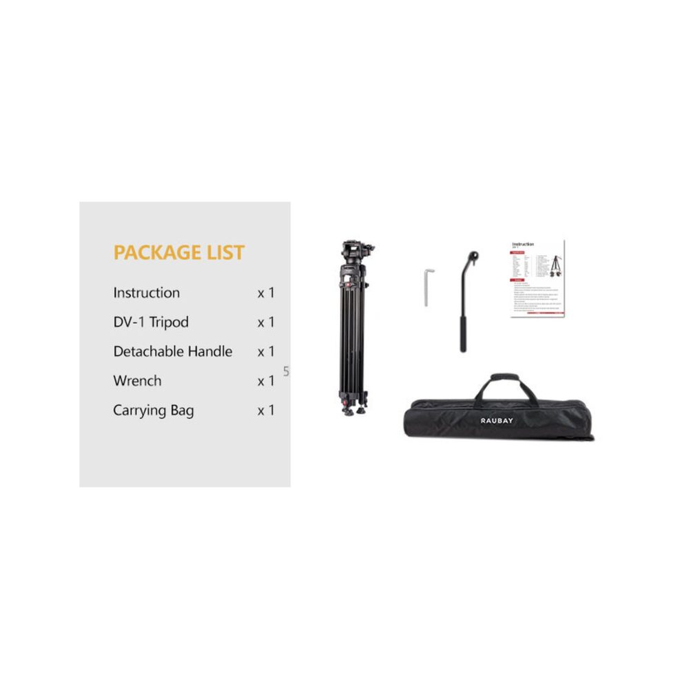 RAUBAY 70.8" Professional Heavy Duty Video Camera Tripod DV-1