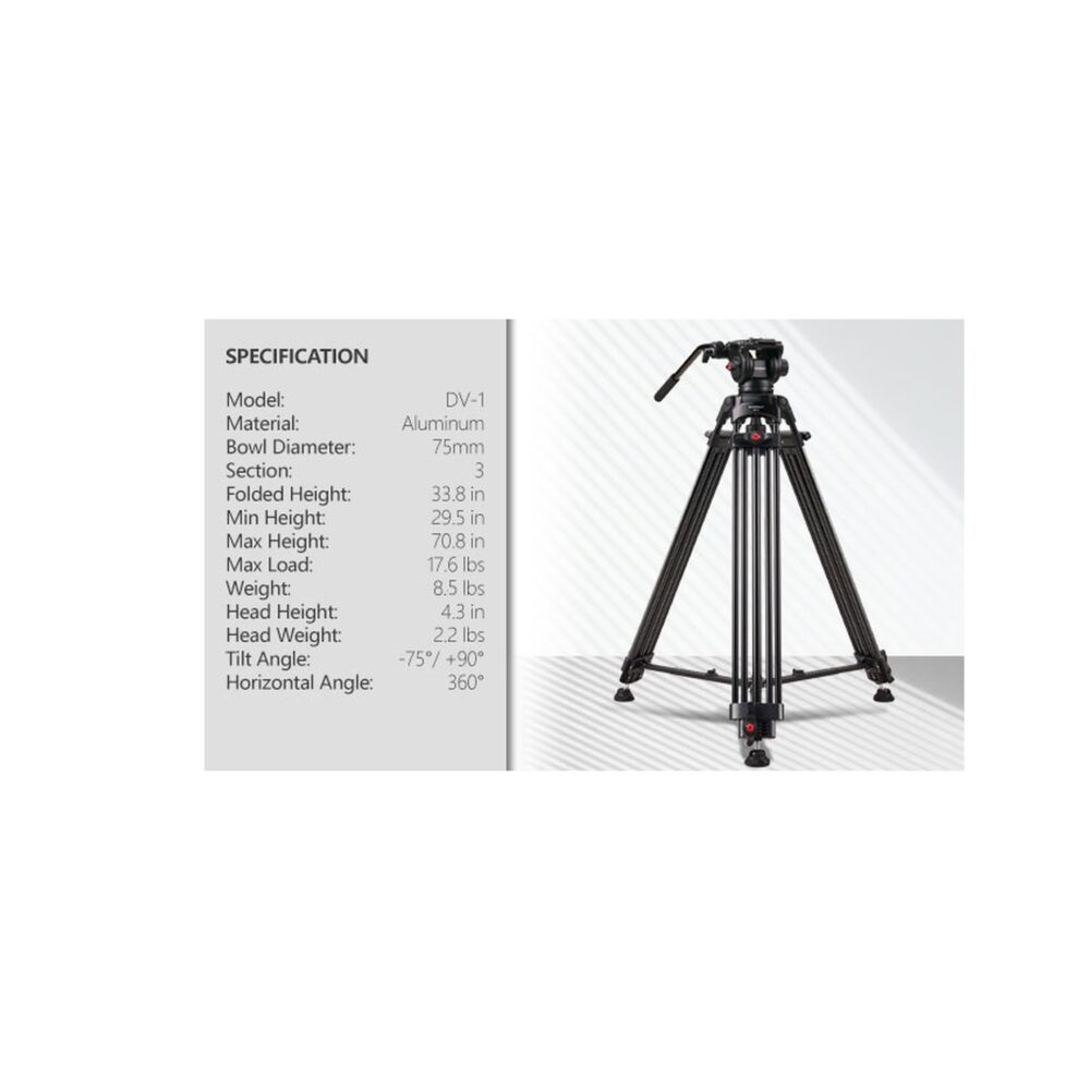 RAUBAY 70.8" Professional Heavy Duty Video Camera Tripod DV-1