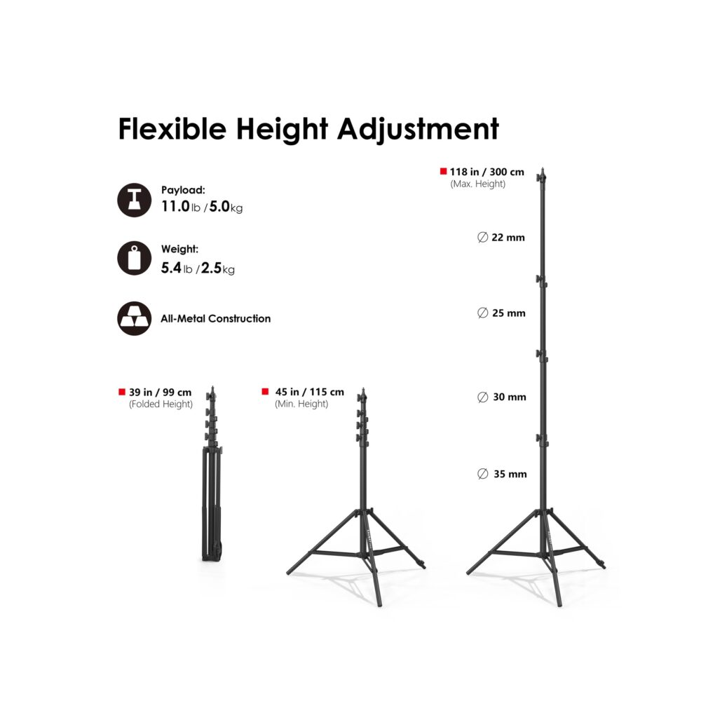 RAUBAY LT30 Black Light Stand - Corner Version