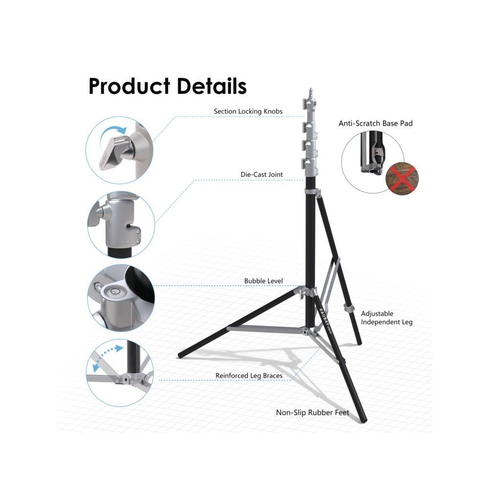 RAUBAY LT30 Silver Light Stand - Corner Version