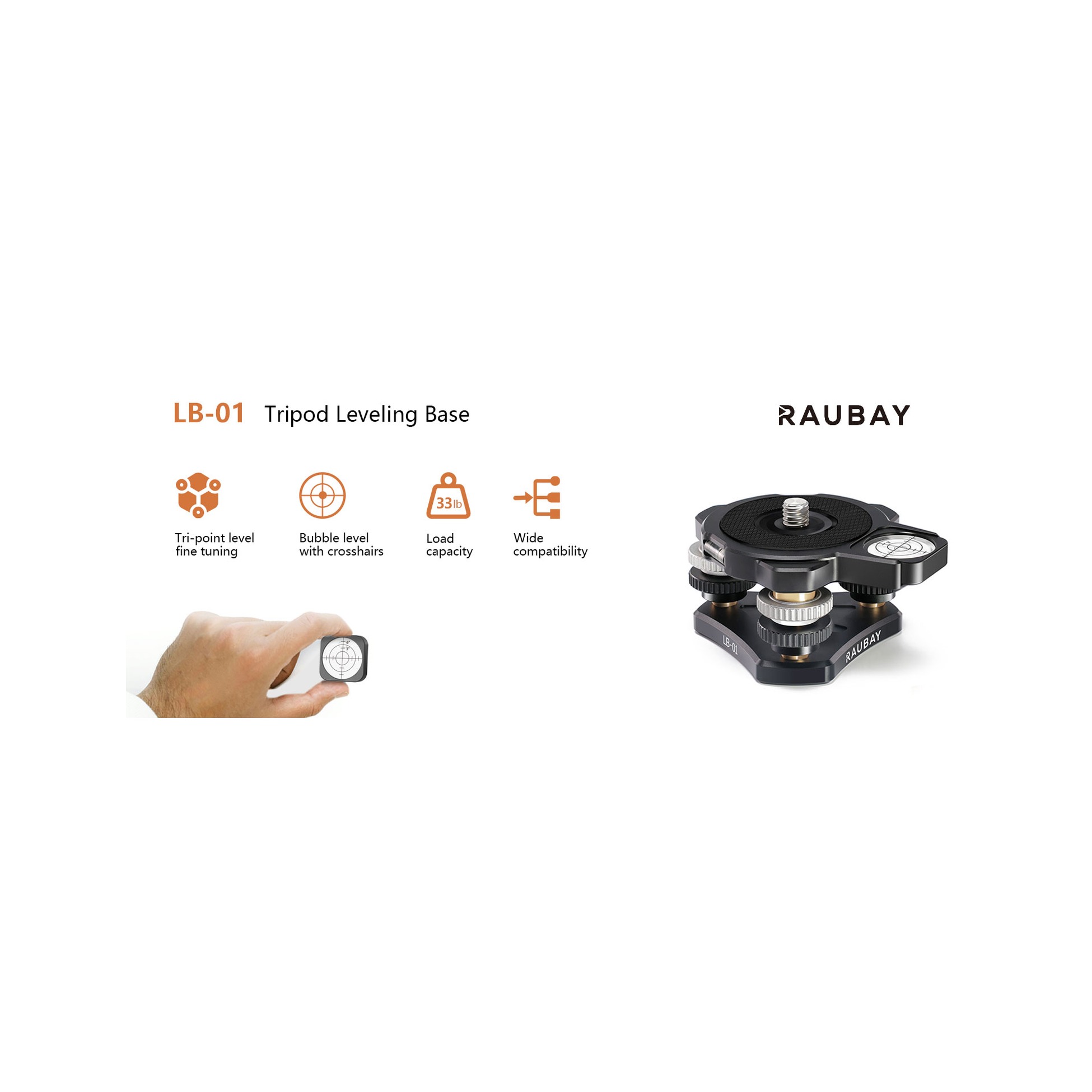 RAUBAY Tripod Leveling Base LB-01