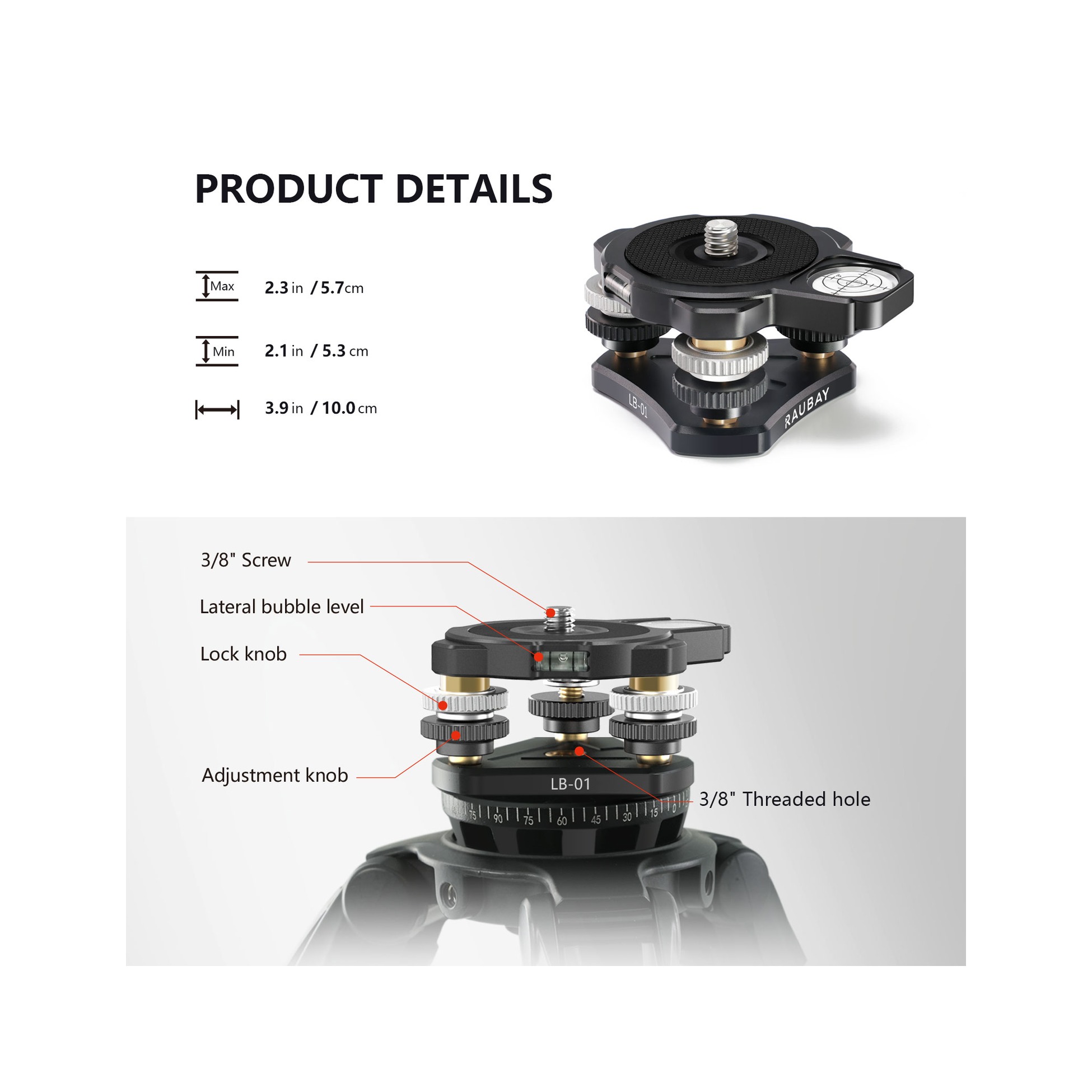 RAUBAY Tripod Leveling Base LB-01