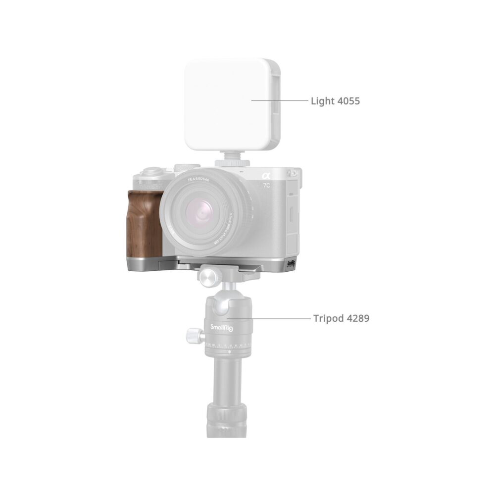 SmallRig 4796B L-Shape Mount Plate with Wooden Handle for Sony Alpha 7C II / 7CR