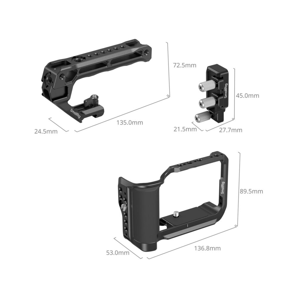 SmallRig 5766B Camera Cage Kit with Top Handle and Cold Shoe for Canon EOS R50 V (Black)