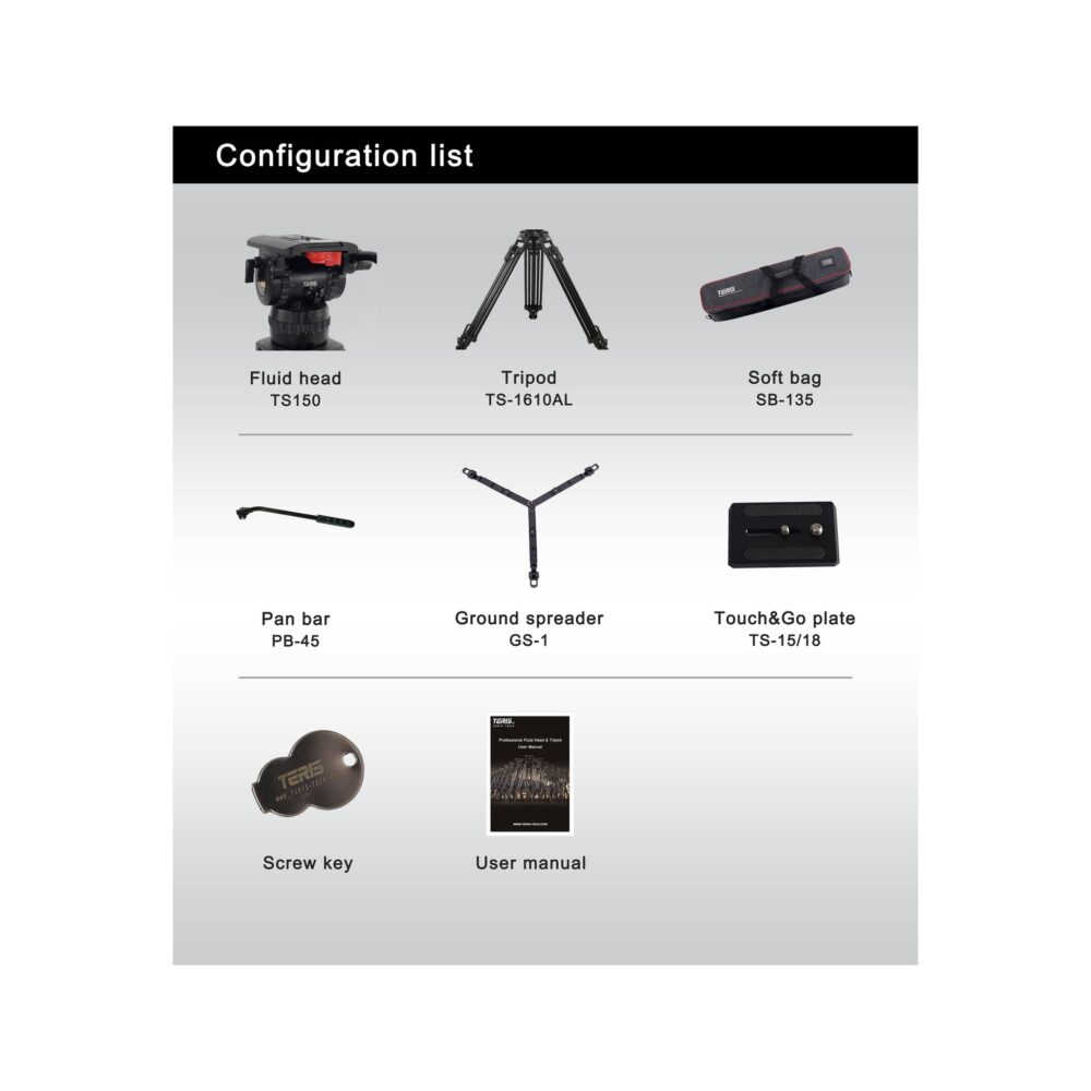 Teris TS150AL Fluid Head & Tripod Kit (Aluminum)