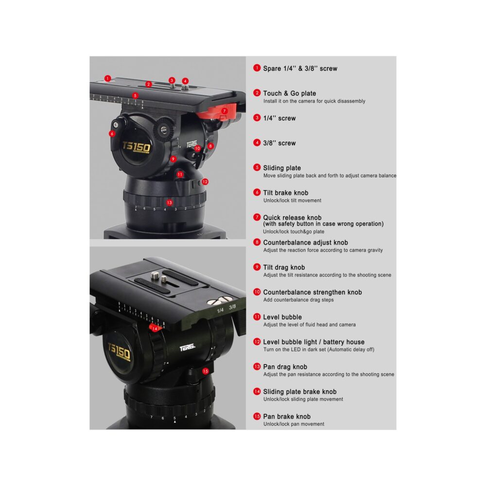Teris TS150AL Fluid Head & Tripod Kit (Aluminum)