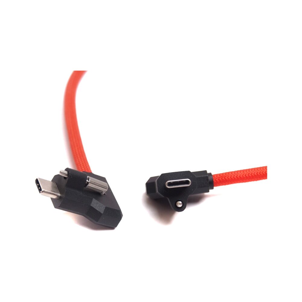 XLCS Designs Locking USB-C 90° to 90° EVF Cable for Blackmagic Design PYXIS 6K, 30 cm, Red