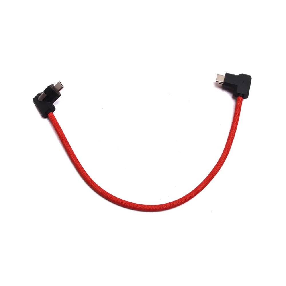 XLCS Designs Locking USB-C 90° to 90° EVF Cable for Blackmagic Design PYXIS 6K, 30 cm, Red