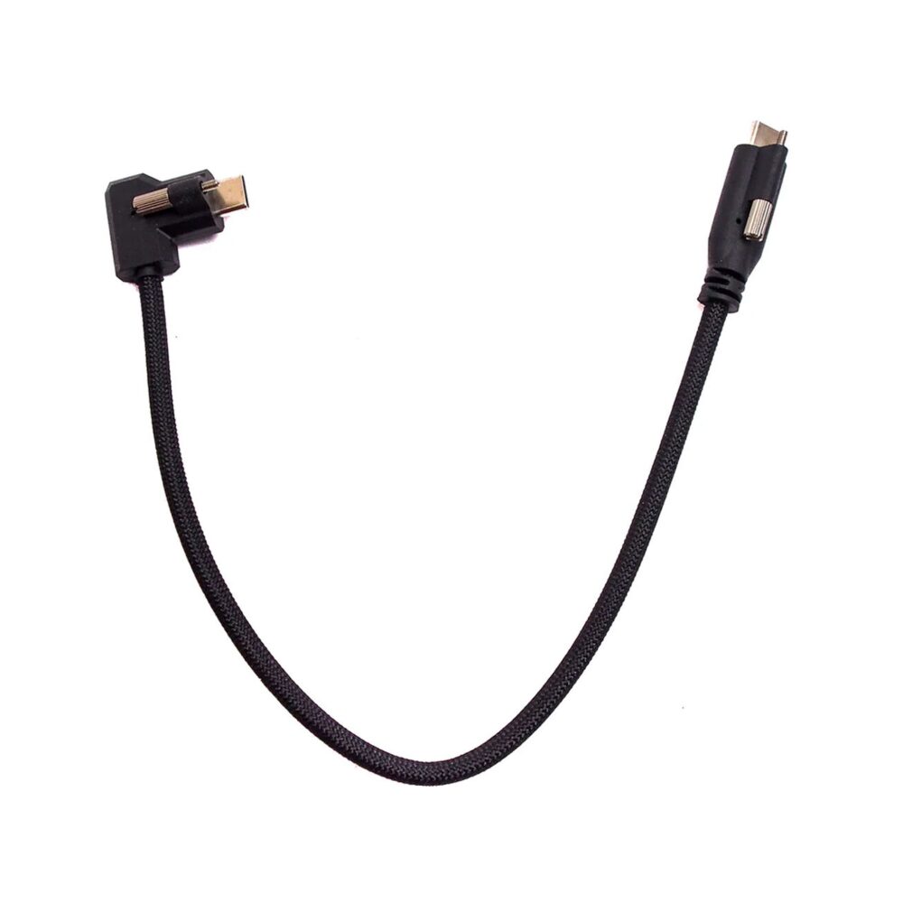 XLCS Designs Locking USB-C 90° to Straight EVF Cable for Blackmagic Design PYXIS 6K, 30 cm, Black