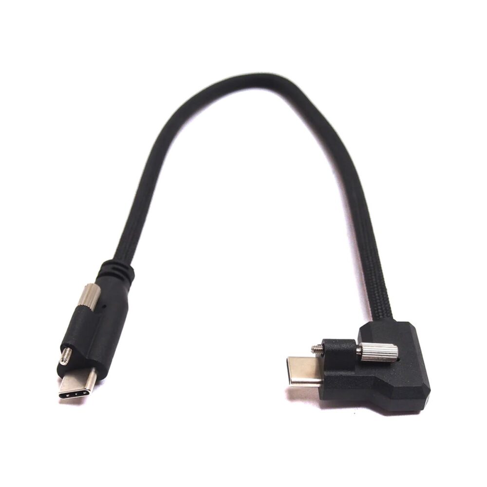 XLCS Designs Locking USB-C 90° to Straight EVF Cable for Blackmagic Design PYXIS 6K, 30 cm, Black