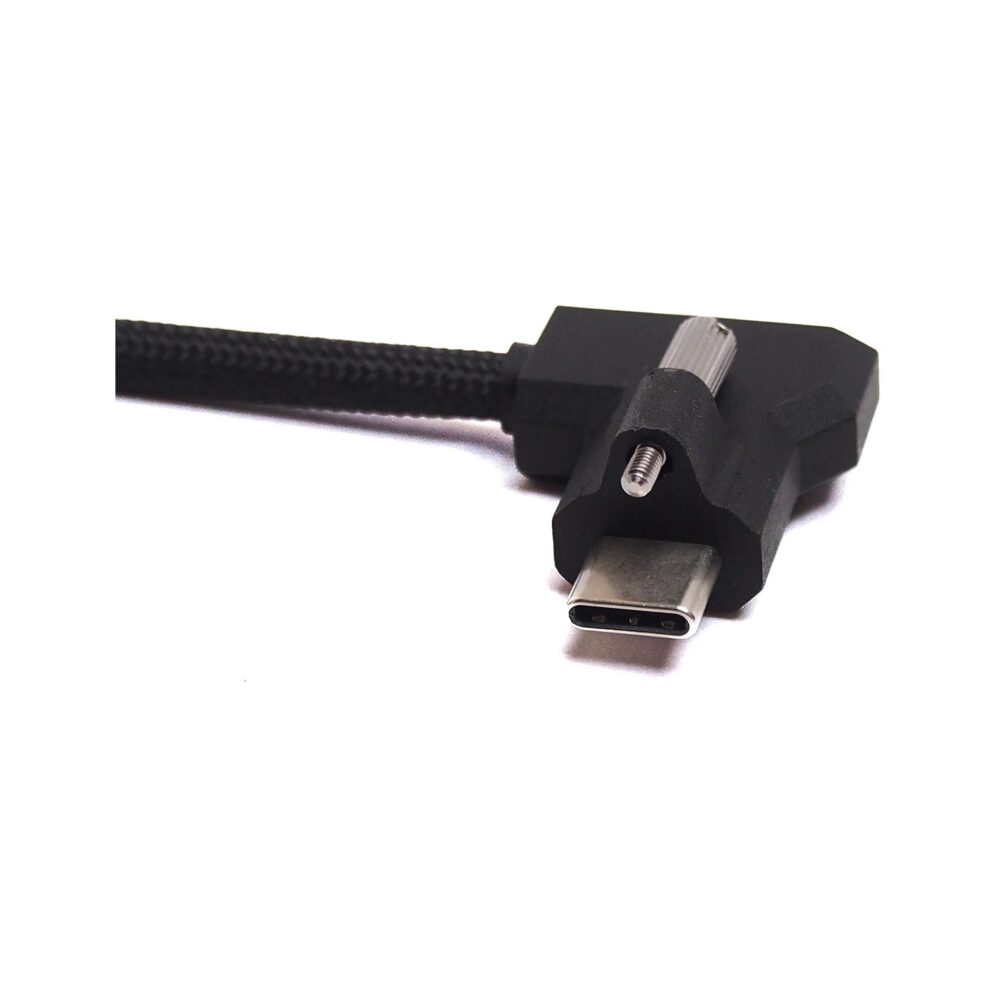 XLCS Designs Locking USB-C 90° to Straight EVF Cable for Blackmagic Design PYXIS 6K, 30 cm, Black