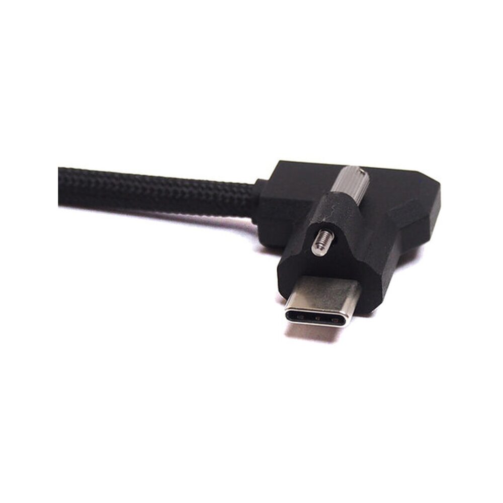 XLCS Designs Locking USB-C Right-Angle to Right-Angle EVF Cable for Blackmagic Design PYXIS 6K, 350 cm, Black