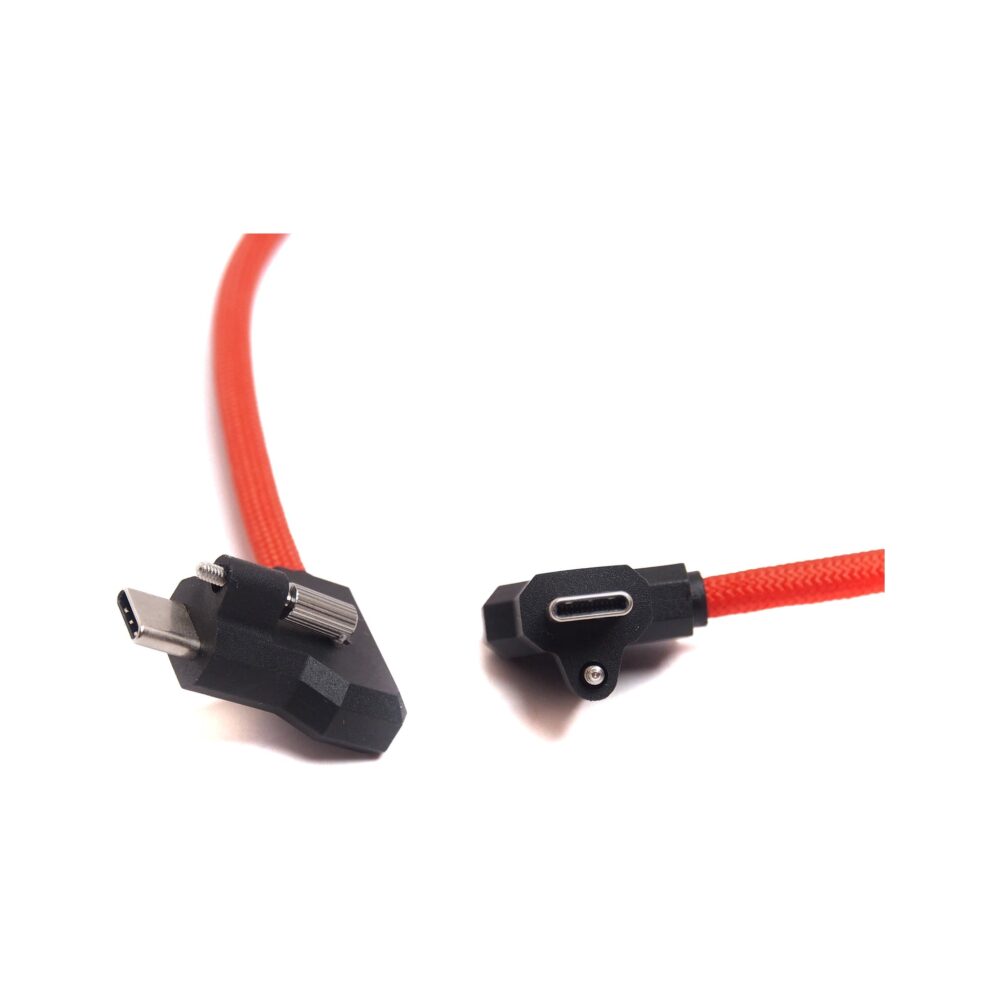XLCS Designs Locking USB-C Right-Angle to Right-Angle EVF Cable for Blackmagic Design PYXIS 6K, 50 cm, Red
