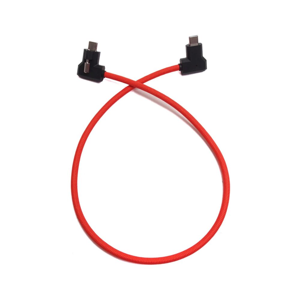 XLCS Designs Locking USB-C Right-Angle to Right-Angle EVF Cable for Blackmagic Design PYXIS 6K, 50 cm, Red