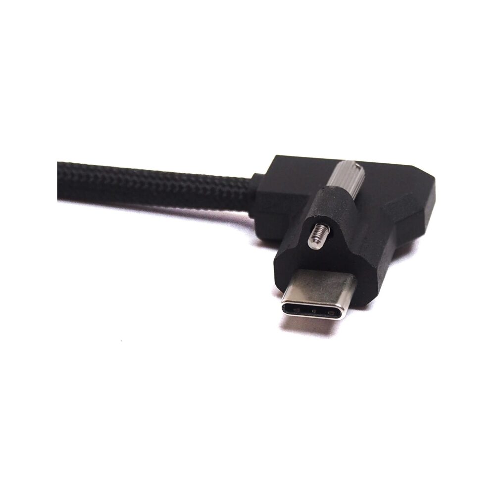 XLCS Designs Locking USB-C Right-Angle to Right-Angle EVF Cable for Blackmagic Design PYXIS 6K, 80 cm, Black