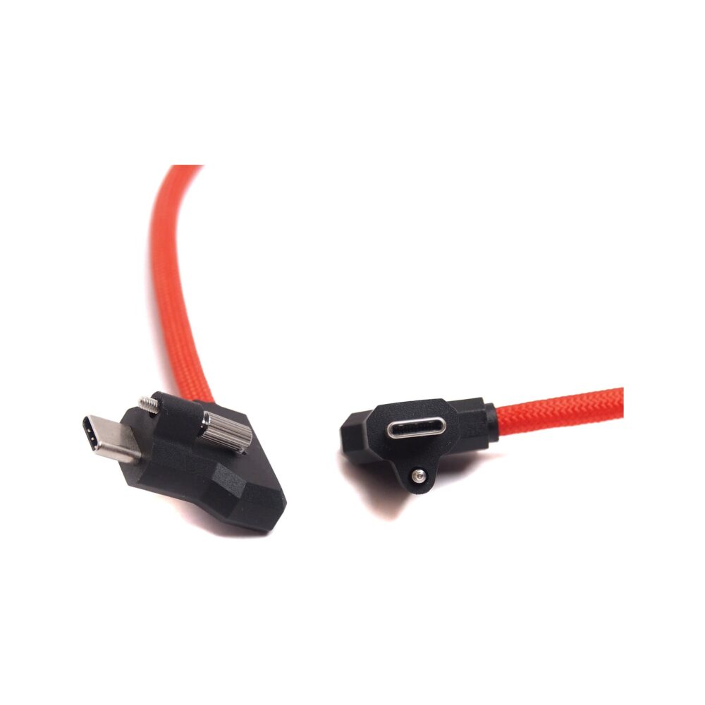 XLCS Designs Locking USB-C Right-Angle to Right-Angle EVF Cable for Blackmagic Design PYXIS 6K, 80 cm, Red